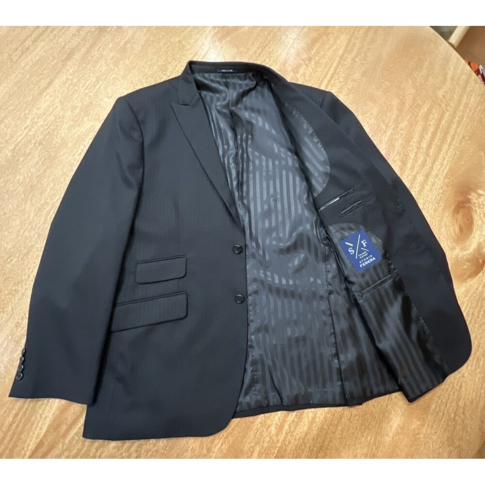 Studio Ferera Men’s Modern Fit Blazer Mens 46R‎ Black Tailored Sport Coat Career